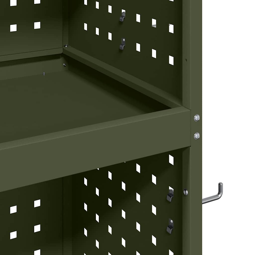 Werkzeugwagen Olive Grün 65 x 35 x 111 cm Kaltgewalzter Stahl
