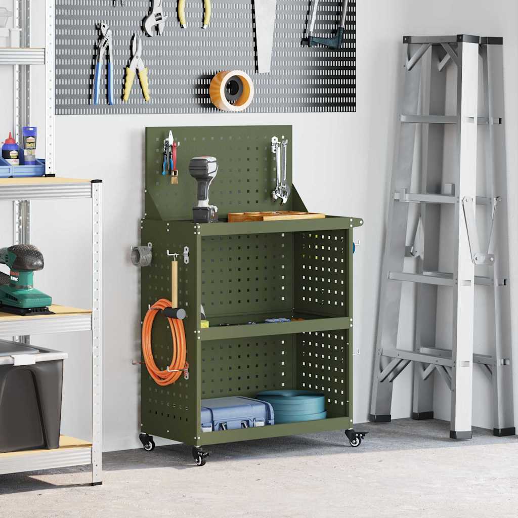 Werkzeugwagen Olive Grün 65 x 35 x 111 cm Kaltgewalzter Stahl