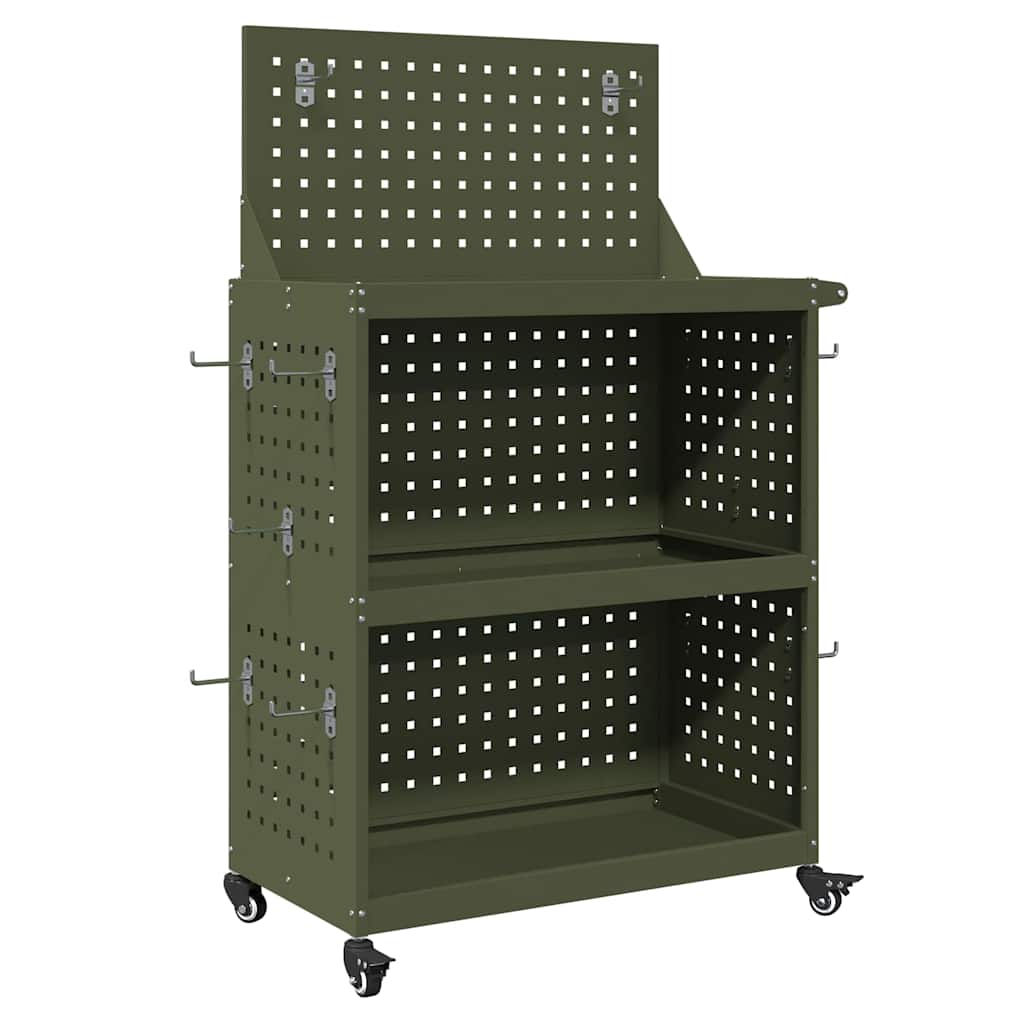Werkzeugwagen Olive Grün 65 x 35 x 111 cm Kaltgewalzter Stahl