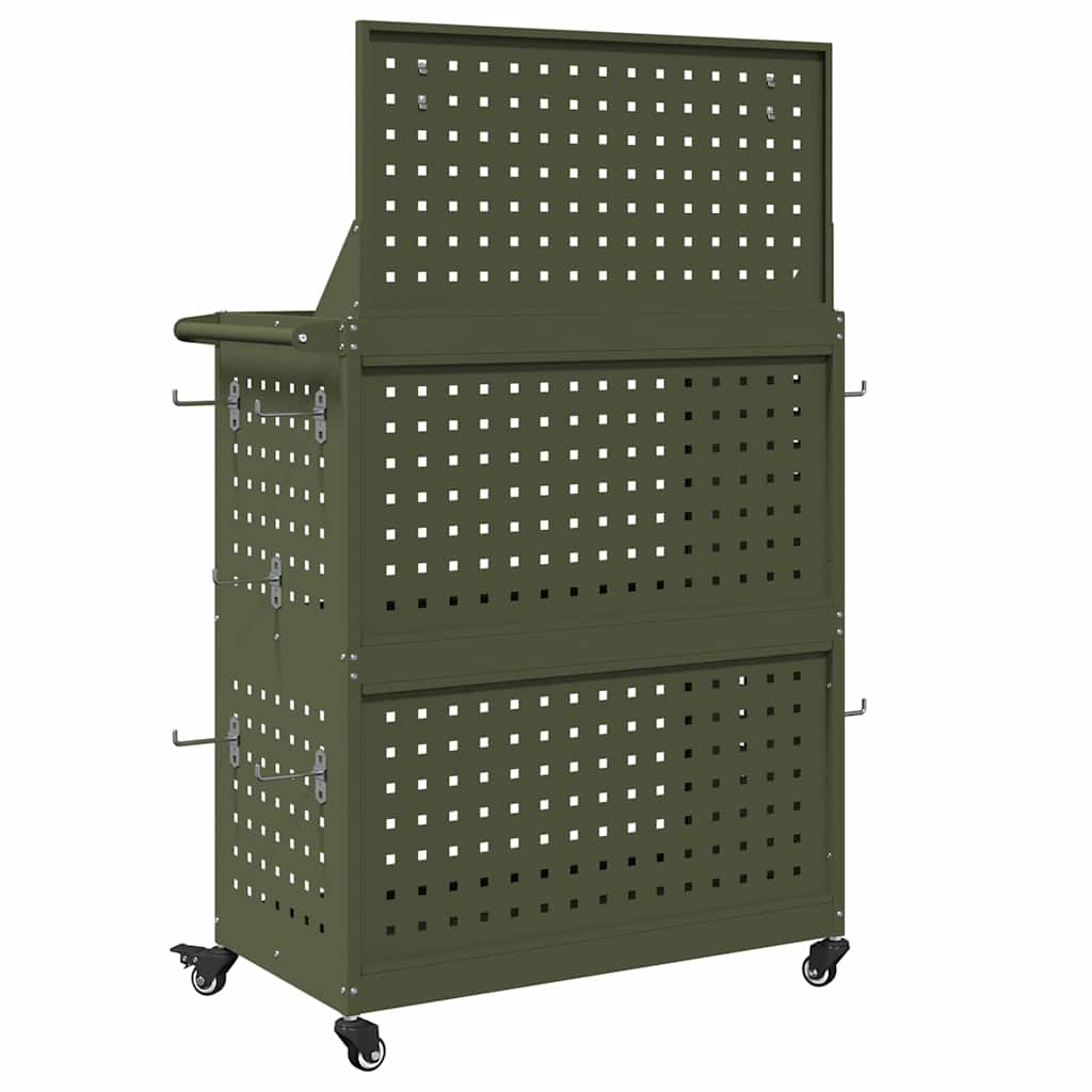 Werkzeugwagen Olive Grün 65 x 35 x 111 cm Kaltgewalzter Stahl