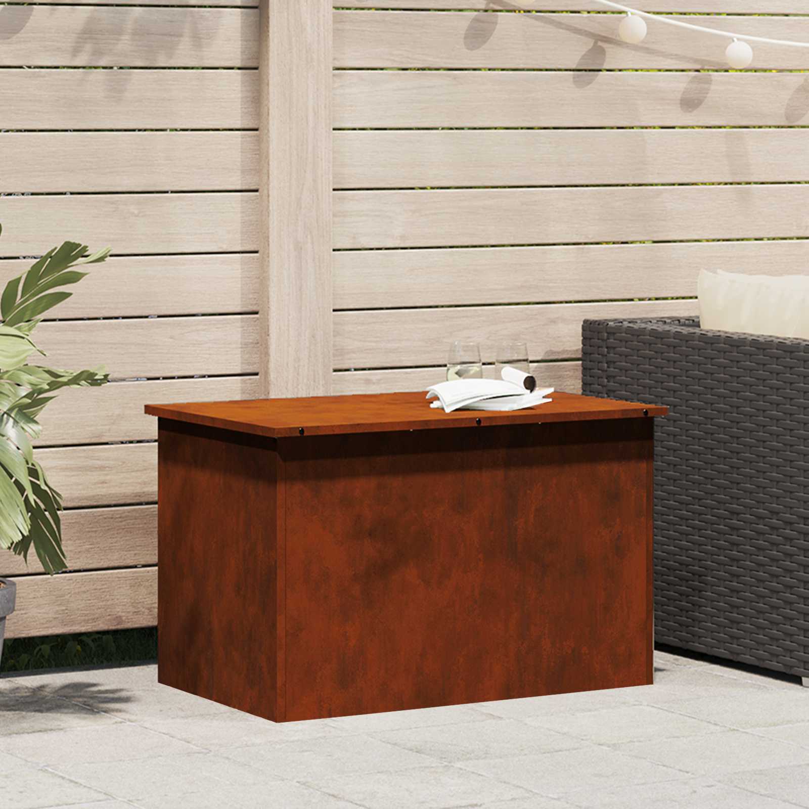 Gartenlagerkissenbox Stahl 80 x 50,5 x 50 cm Rostig