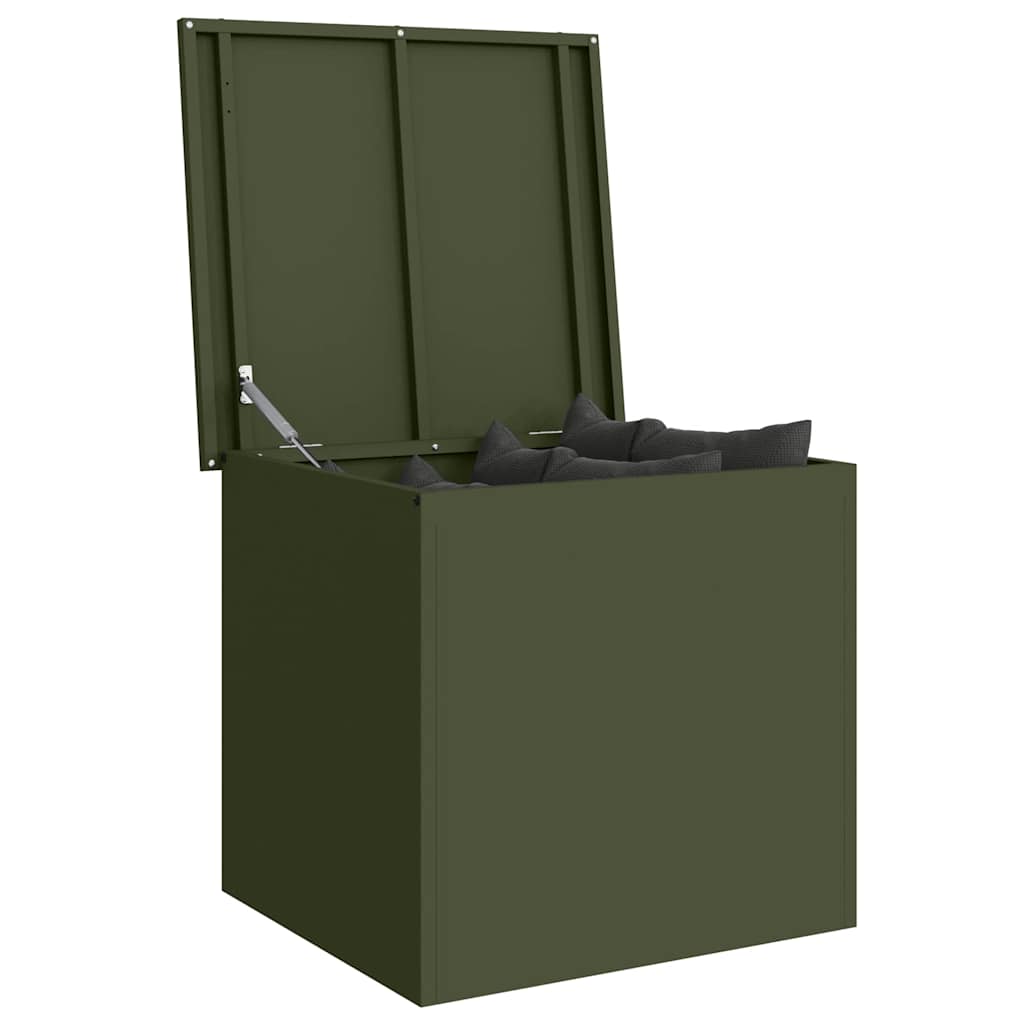 Gartenlagerkissenbox Stahl 55 x 50,5 x 50 cm Olive Grün