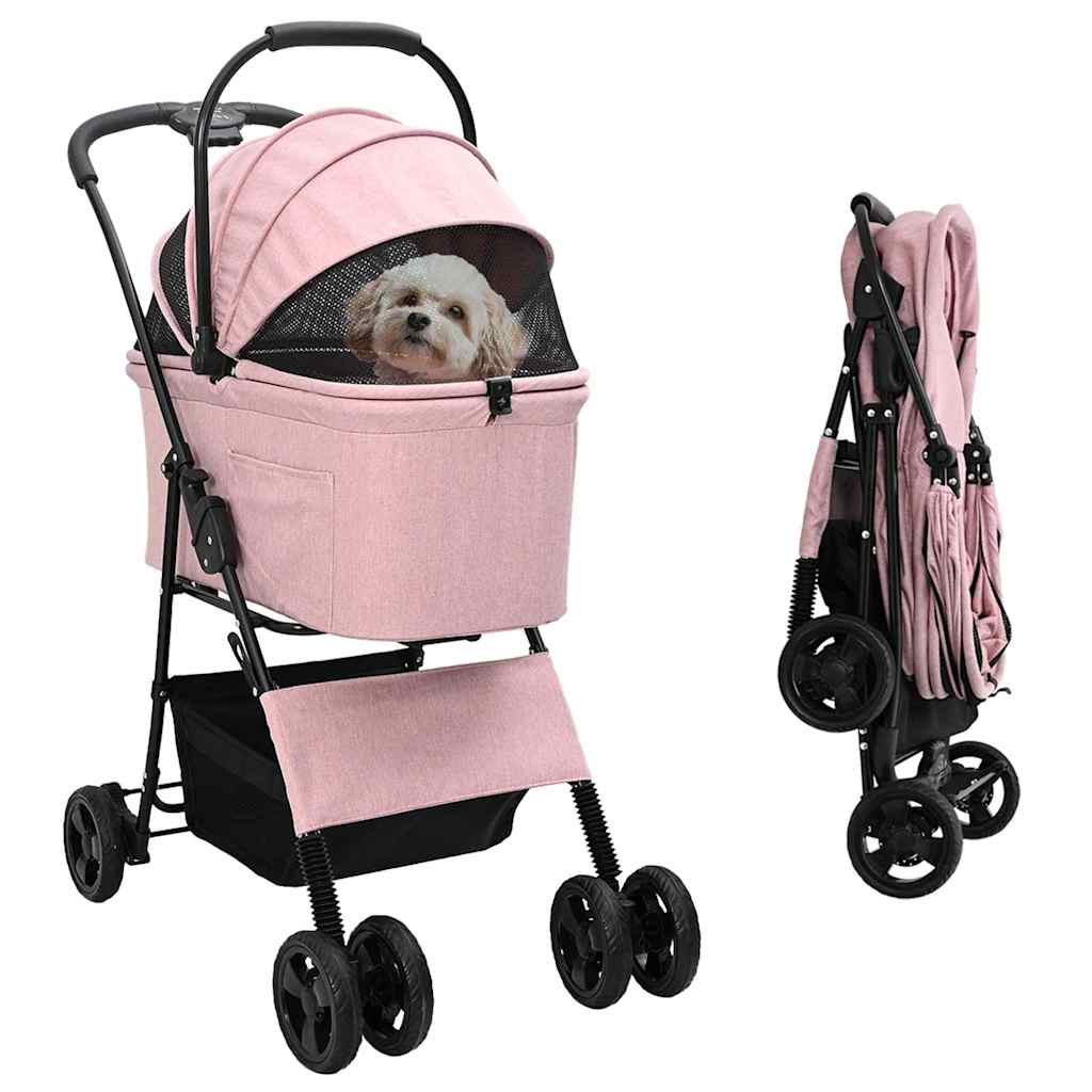 Faltbarer Haustierwagen Rosa 81 x 47 x 99 cm Polyester