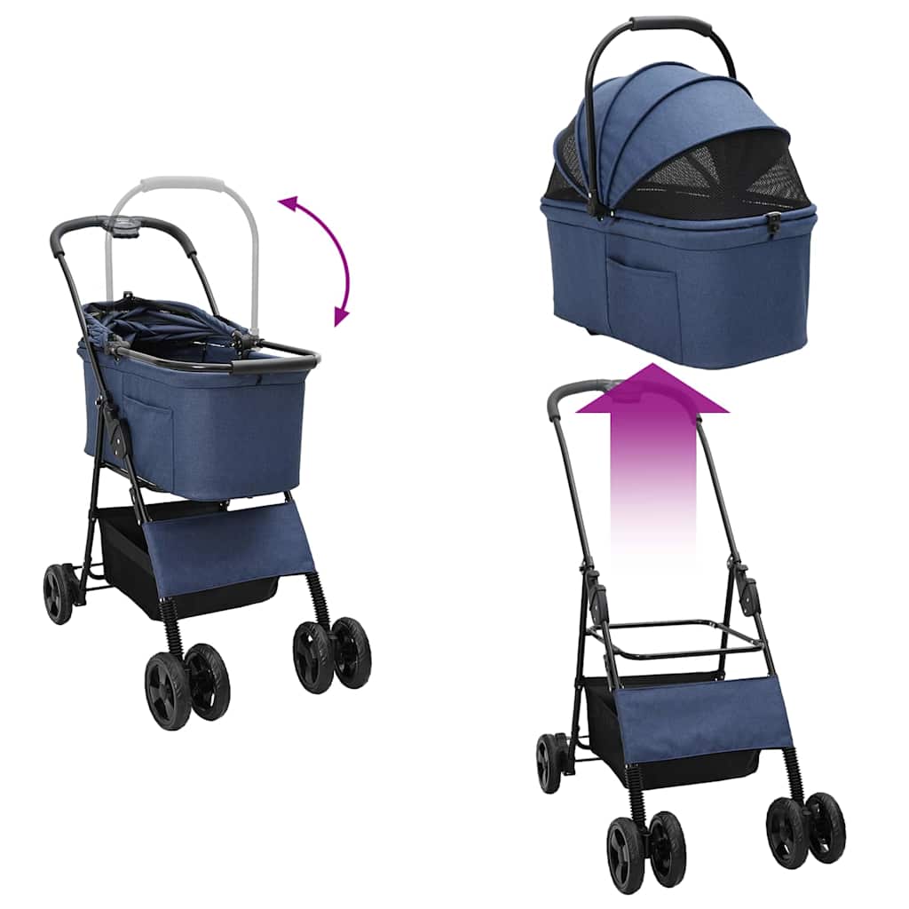Faltbarer Haustierwagen Blau 81 x 47 x 99 cm Polyester