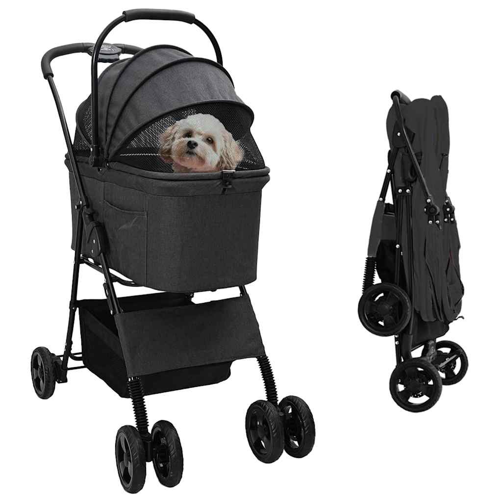 Faltbarer Haustierwagen Schwarz 81 x 47 x 99 cm Polyester