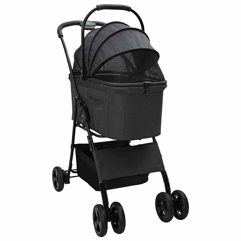 Faltbarer Haustierwagen Schwarz 81 x 47 x 99 cm Polyester