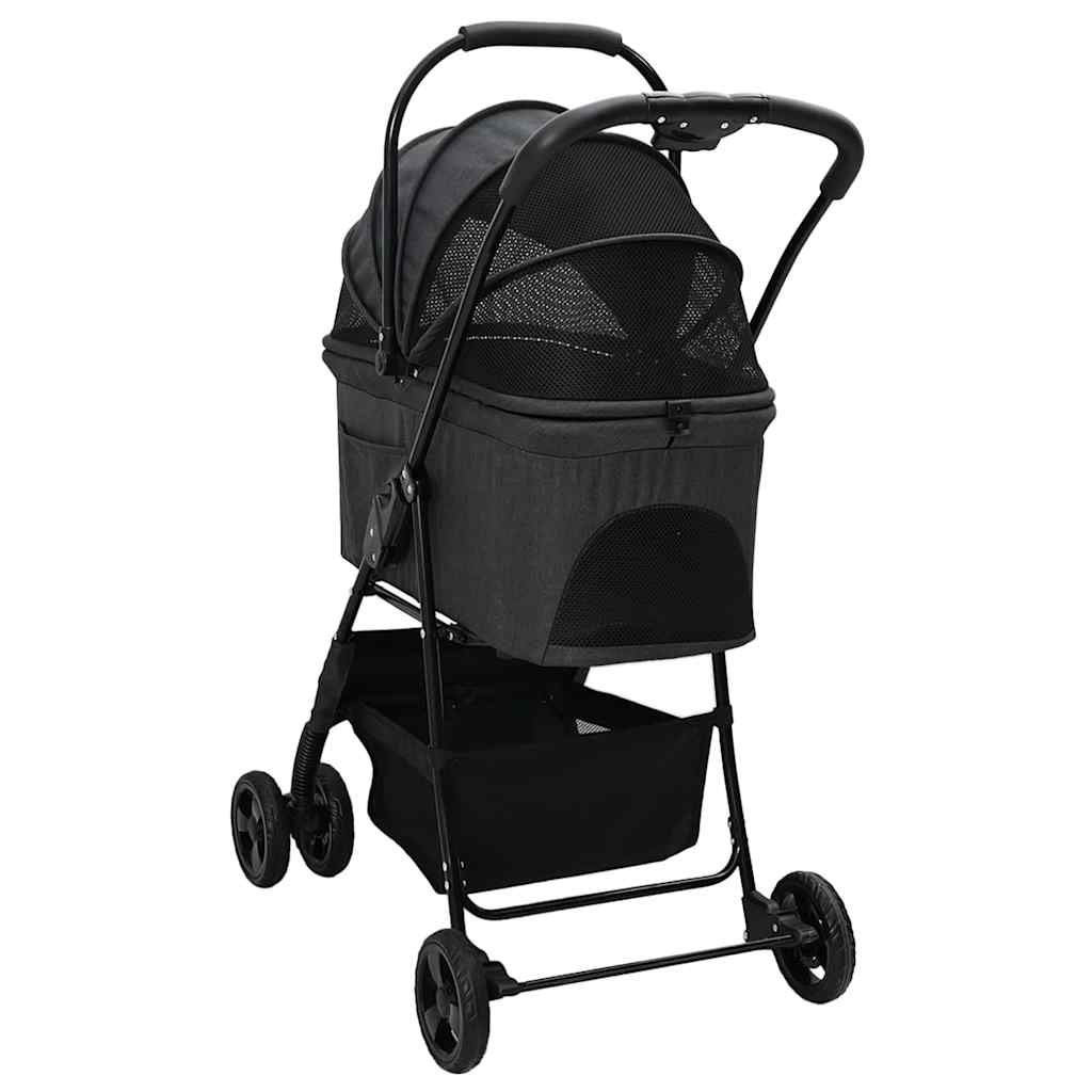 Faltbarer Haustierwagen Schwarz 81 x 47 x 99 cm Polyester