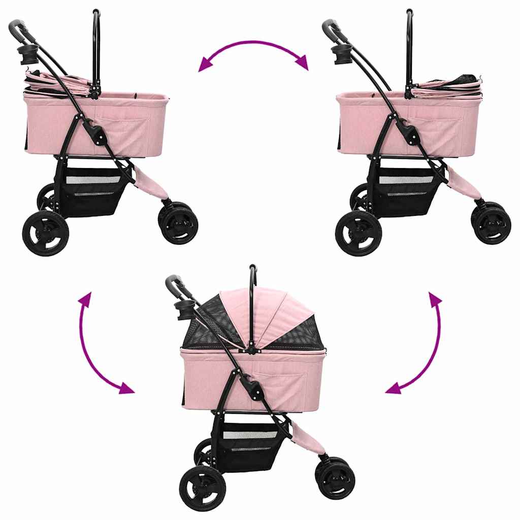 Faltbarer Haustierwagen Rosa 78 x 54 x 101 cm Polyester