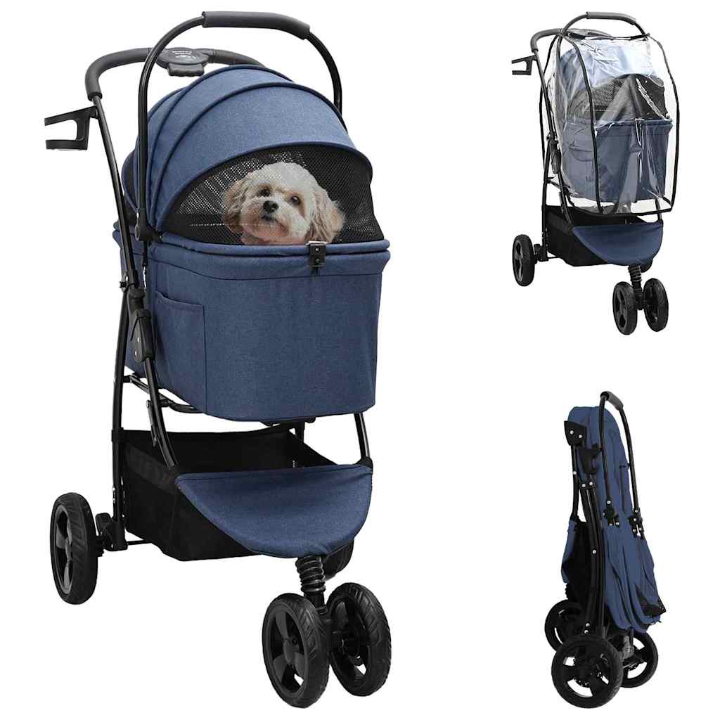 Faltbarer Haustierwagen Blau 78 x 54 x 101 cm Polyester