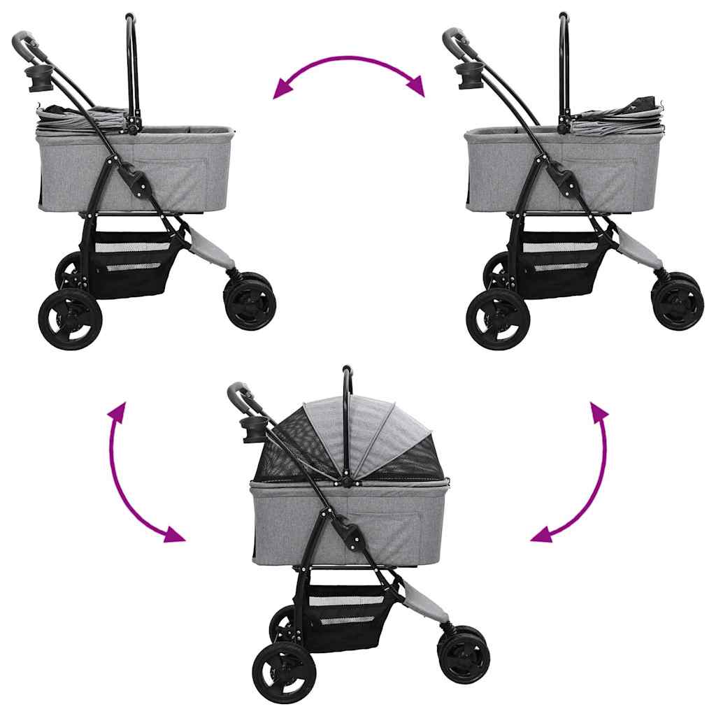 Faltbarer Haustierwagen Grau 78 x 54 x 101 cm Polyester