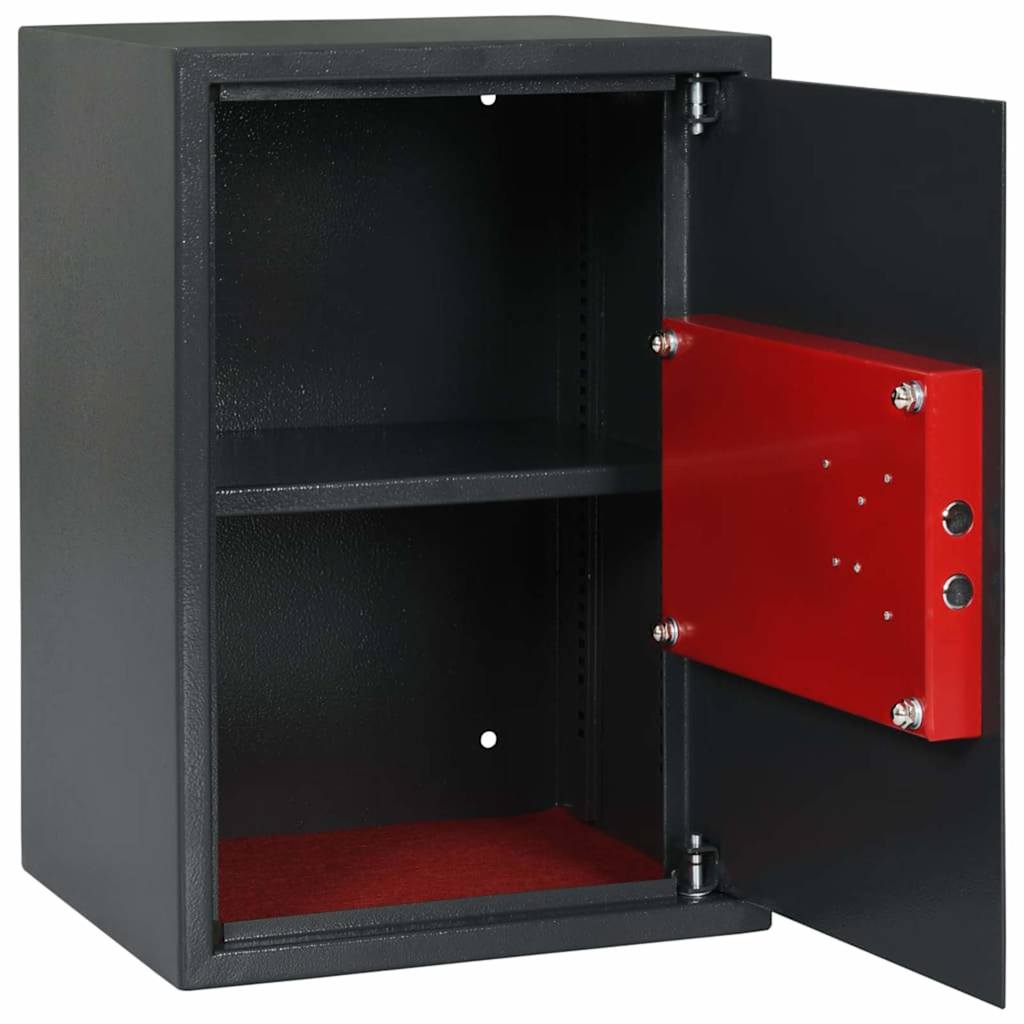 Safe Box mit Schloss Dunkelgrau 35 x 31 x 50 cm Stahl