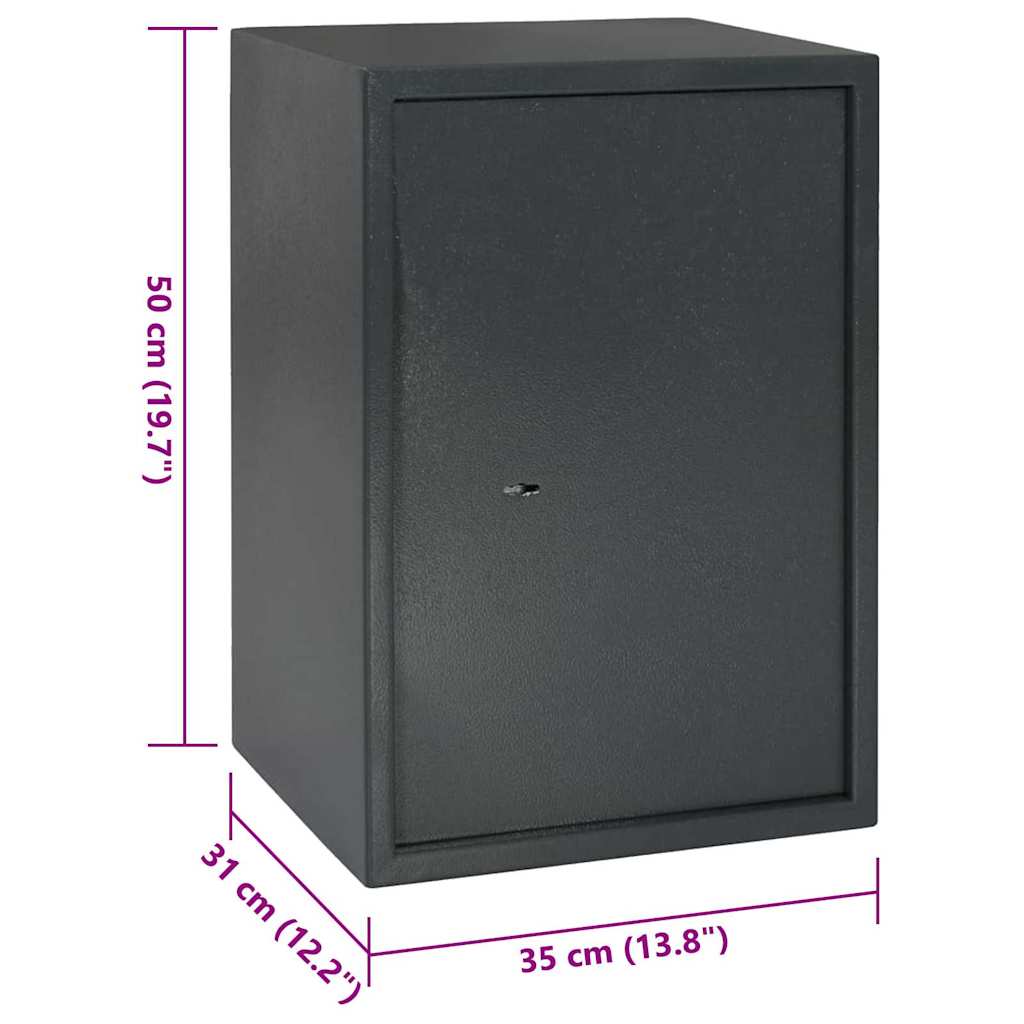 Safe Box mit Schloss Dunkelgrau 35 x 31 x 50 cm Stahl