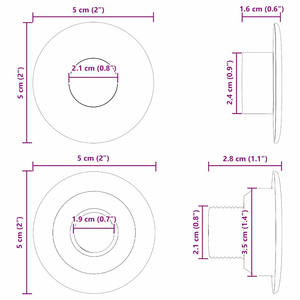 Tischfußballlager 10 pcs Schwarz 5 x 5 x 2,8 cm PP