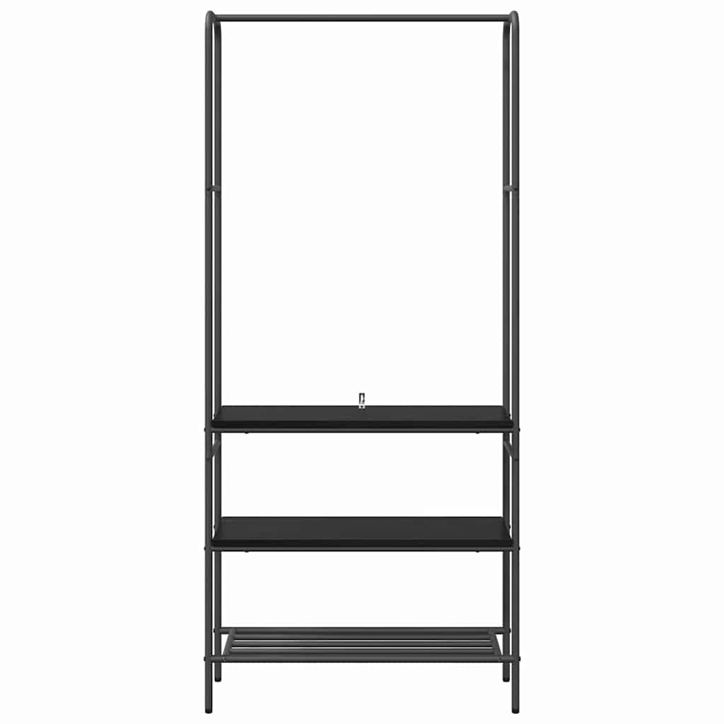 Kleiderständer mit Regal Schwarz Eichen-Optik 77 x 30 x 171 cm