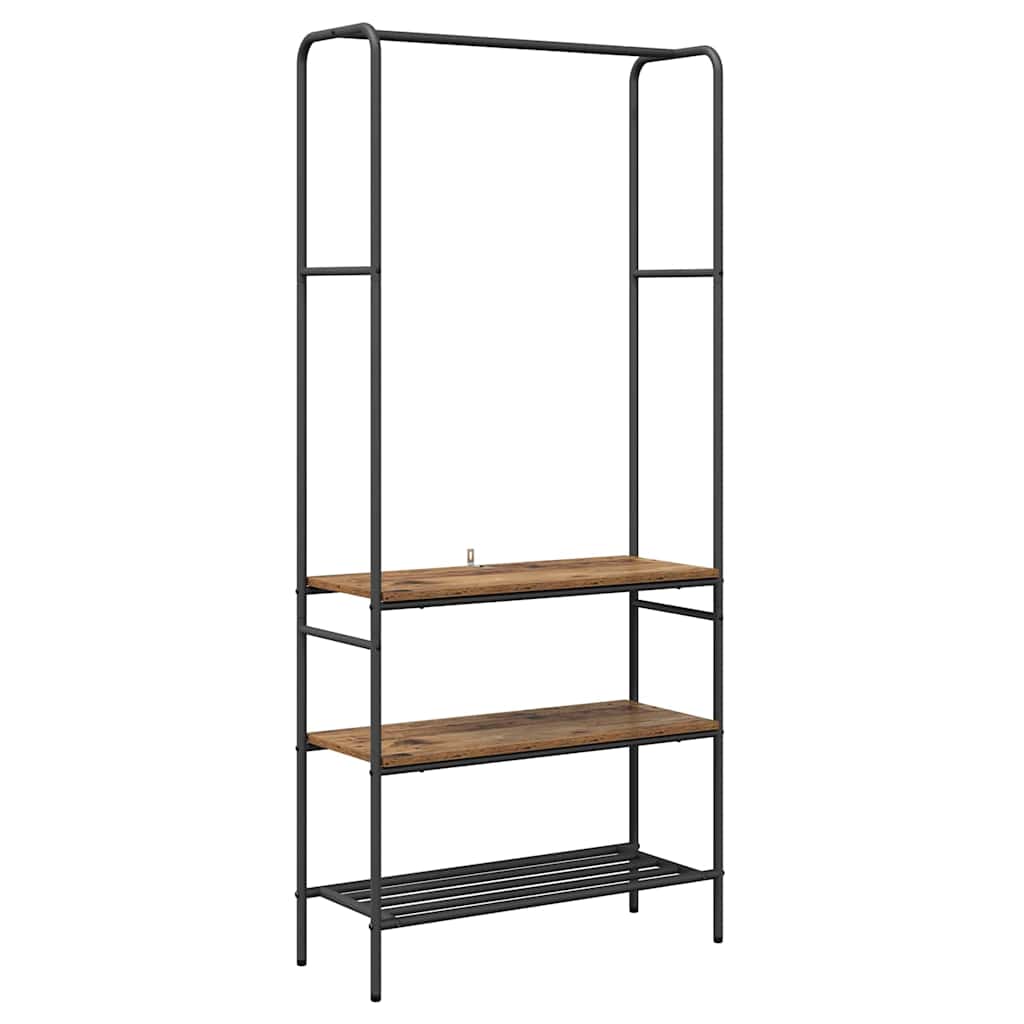 Kleiderständer mit Regal Altholz 77 x 30 x 171 cm Holzwerkstoff