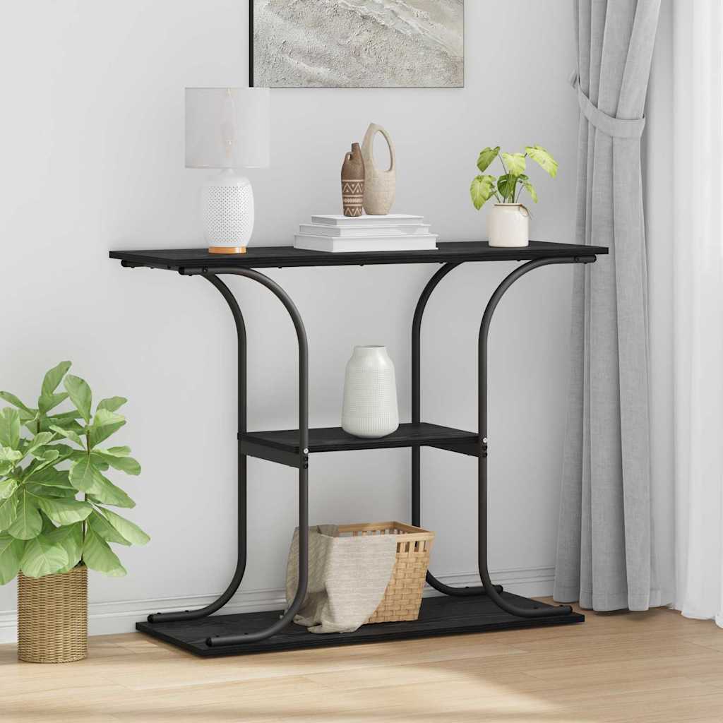 Konsolentisch mit Regal Schwarz Eichen-Optik 101 x 35 x 80,5 cm