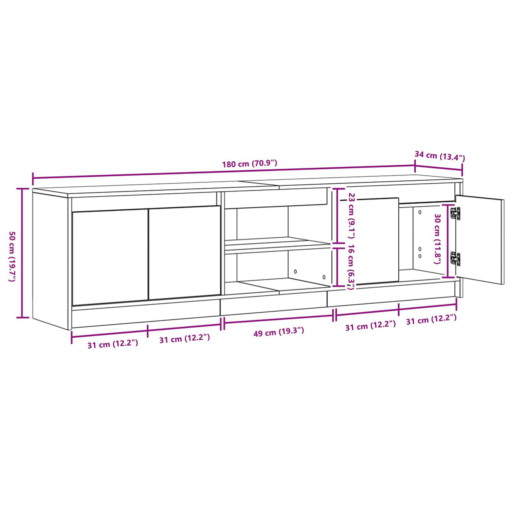 TV-Einheiten 2 pcs Braun 180 x 34 x 50 cm Holzwerkstoff