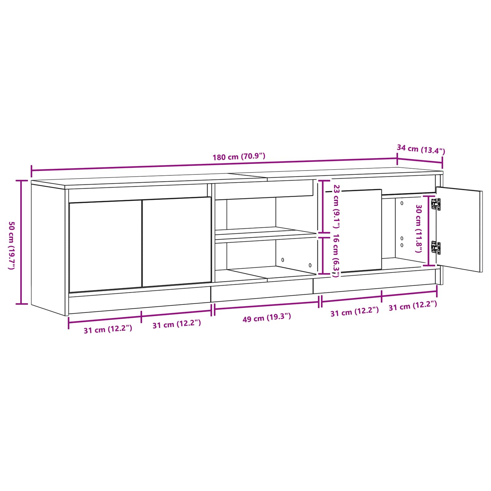 TV-Einheiten 2 pcs Braun 180 x 34 x 50 cm Holzwerkstoff