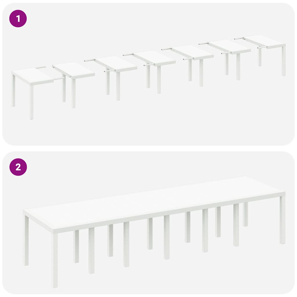 Gartentisch Weiß 350 x 100 x 74 cm Poly-Rattan