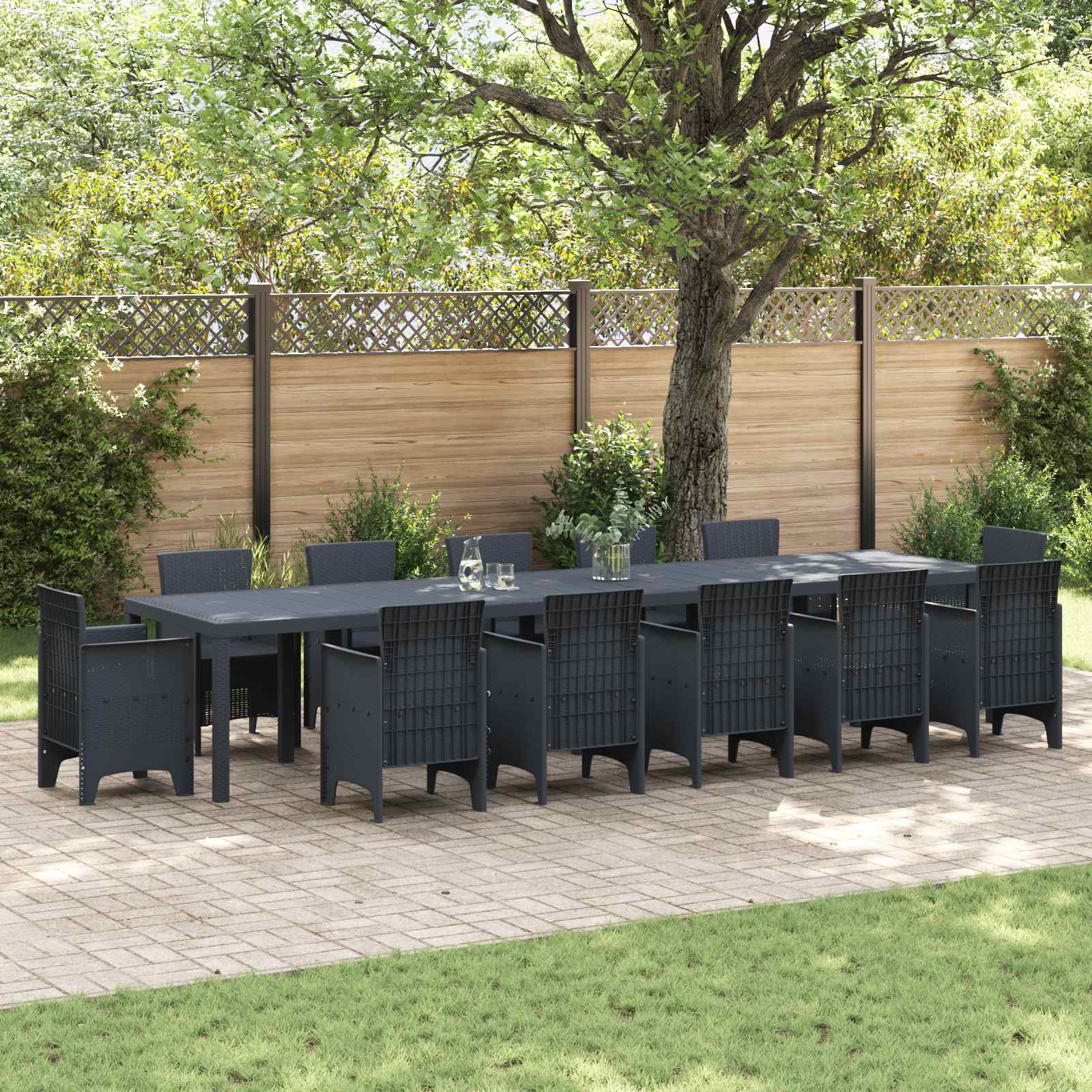Gartentisch Anthrazit 400 x 100 x 73 cm Poly-Rattan