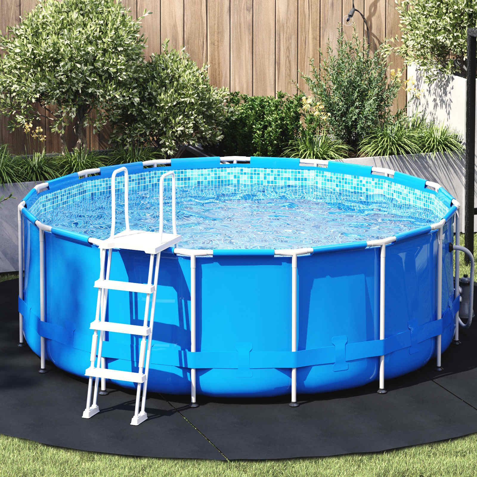 Bodenfolie für Pools Schwarz Ø 306 cm Vliesstoff