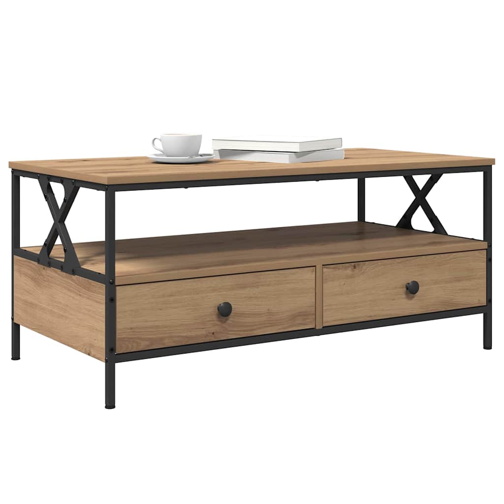 Couchtisch Eiche handwerklich 100 x 51 x 45 cm Holzwerkstoff