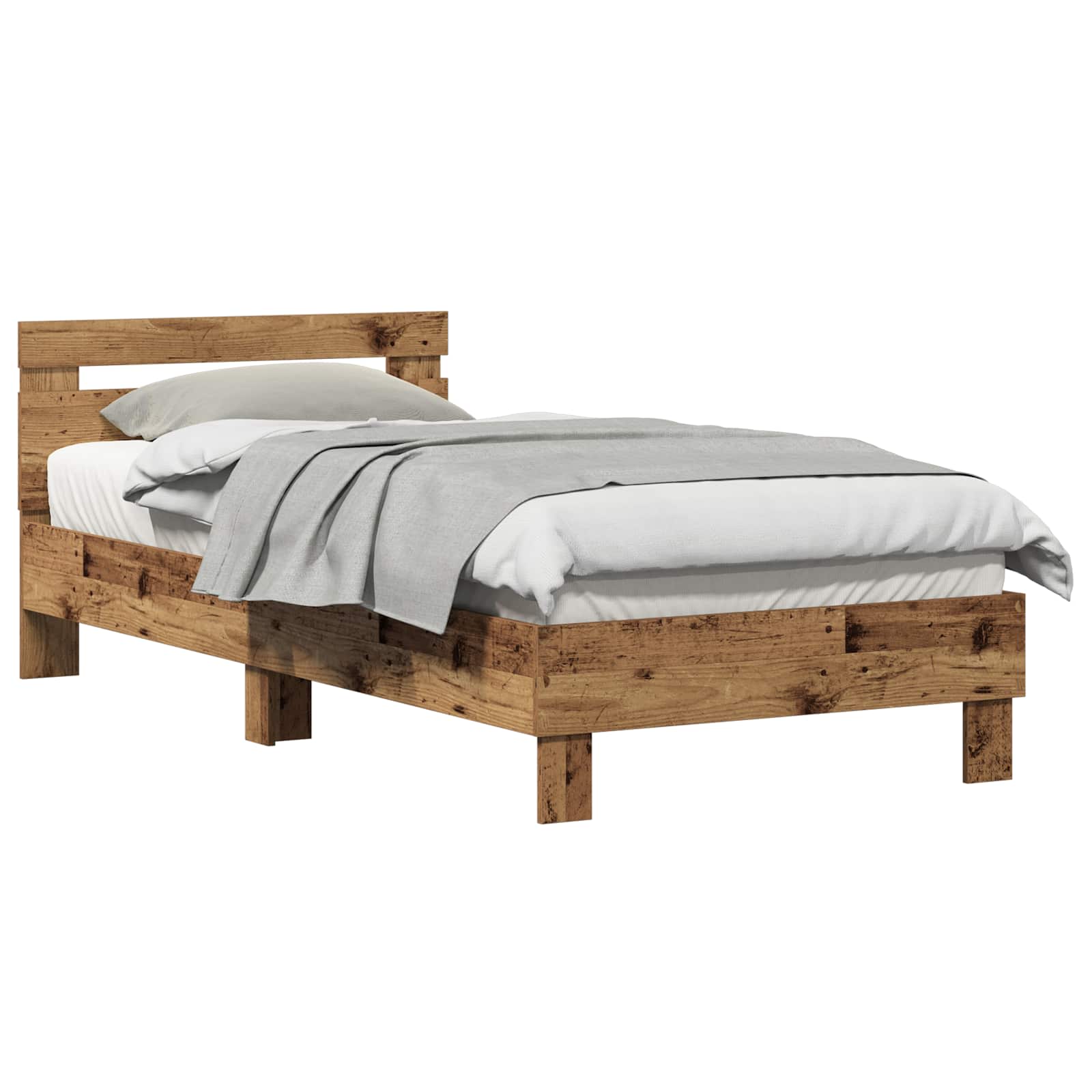 Bettrahmen mit Kopfteil Altholz 203 x 95 x 70 cm Holzwerkstoff