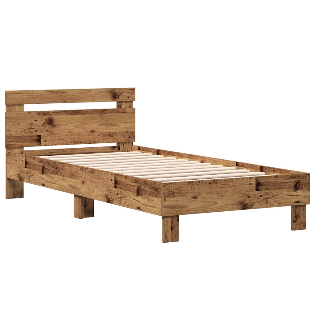 Bettrahmen mit Kopfteil Altholz 203 x 95 x 70 cm Holzwerkstoff