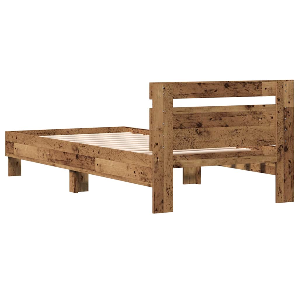 Bettrahmen mit Kopfteil Altholz 203 x 95 x 70 cm Holzwerkstoff