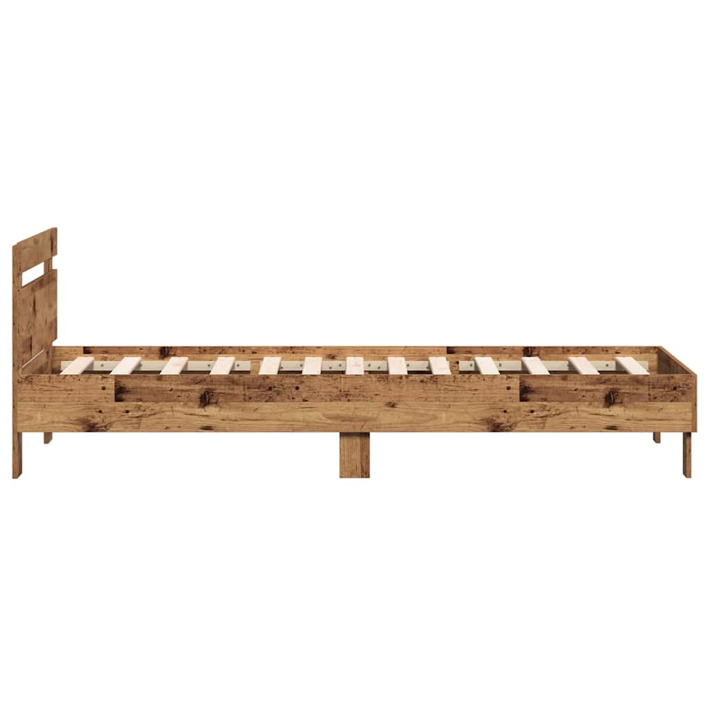 Bettrahmen mit Kopfteil Altholz 203 x 95 x 70 cm Holzwerkstoff