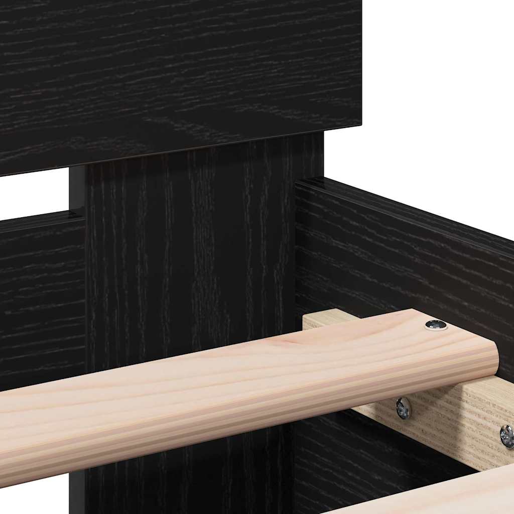 Bettrahmen Schwarz Eichen-Optik 203 x 95 x 70 cm Holzwerkstoff