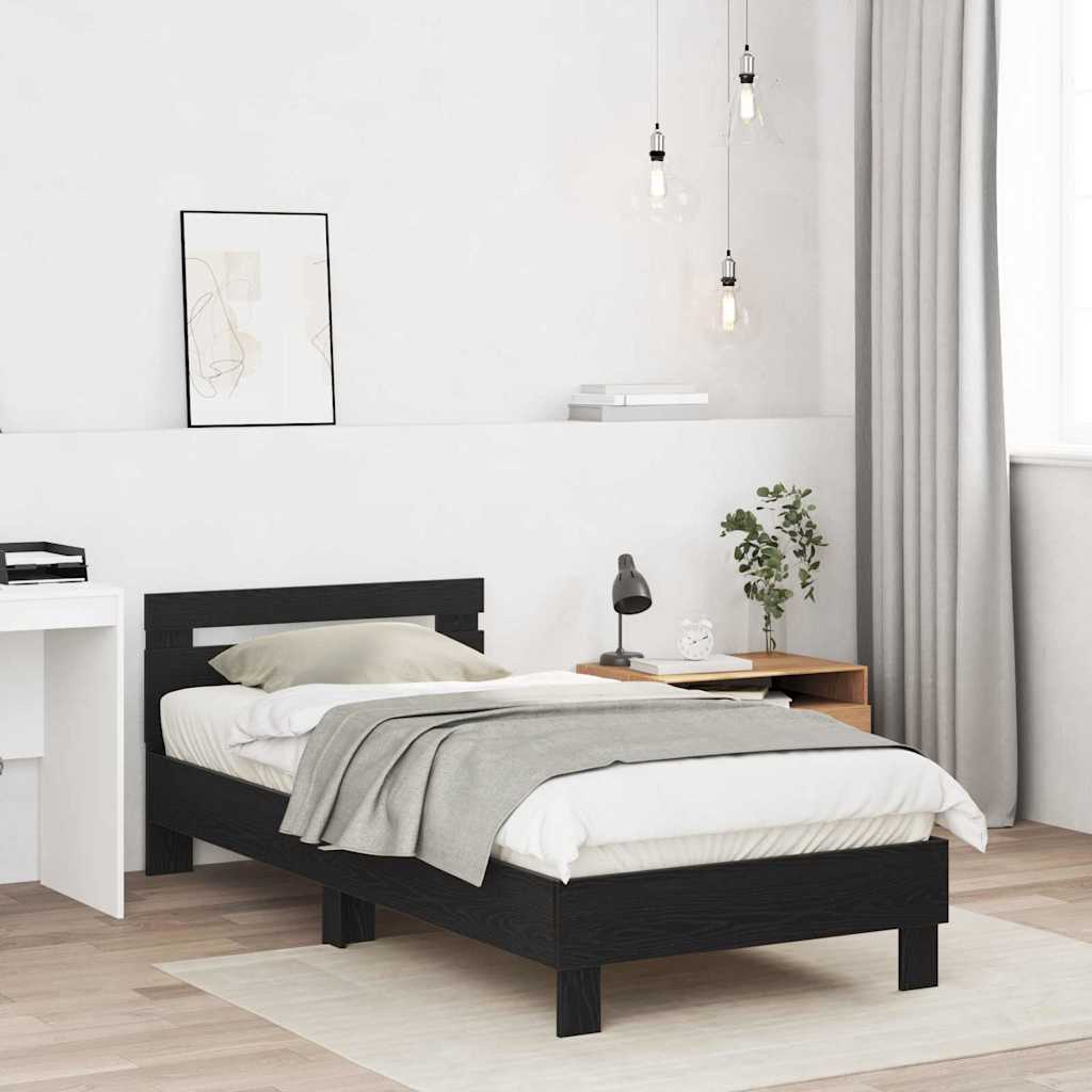 Bettrahmen Schwarz Eichen-Optik 203 x 95 x 70 cm Holzwerkstoff