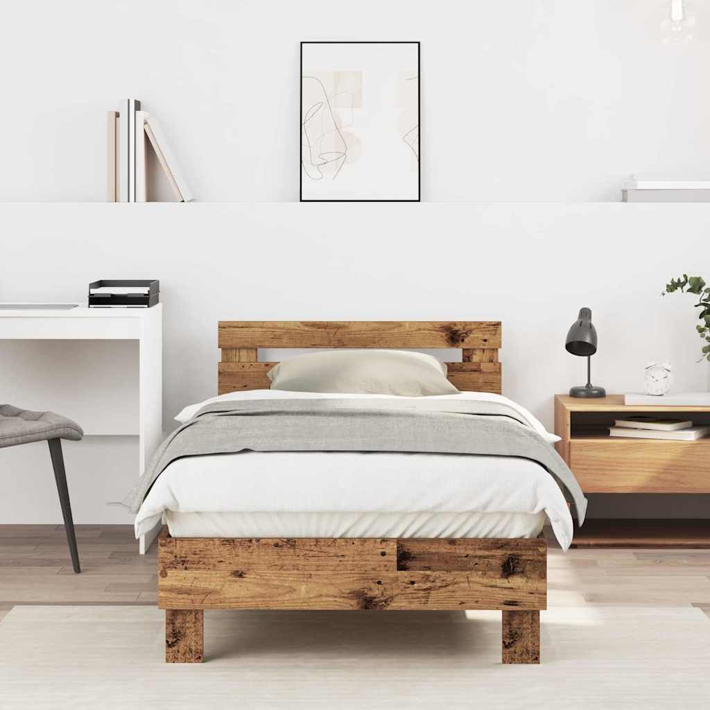 Bettrahmen mit Kopfteil Altholz 193 x 95 x 88 cm Holzwerkstoff
