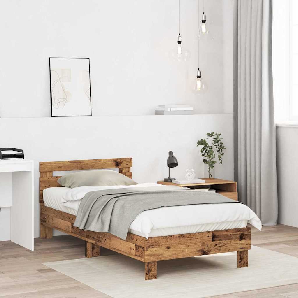 Bettrahmen mit Kopfteil Altholz 193 x 95 x 88 cm Holzwerkstoff