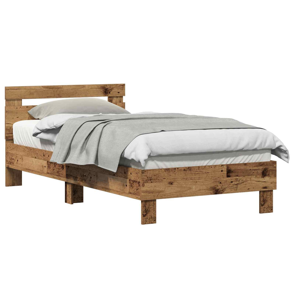 Bettrahmen mit Kopfteil Altholz 193 x 95 x 88 cm Holzwerkstoff