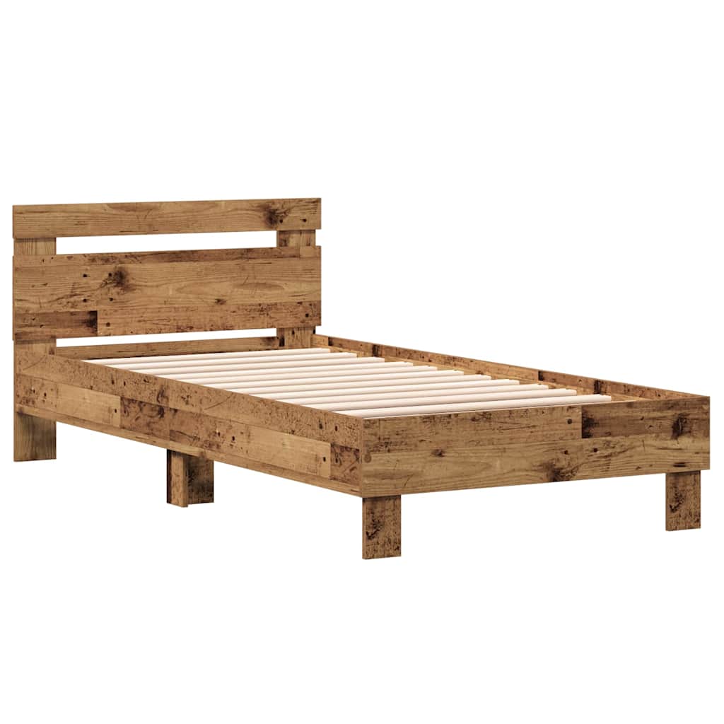 Bettrahmen mit Kopfteil Altholz 193 x 95 x 88 cm Holzwerkstoff