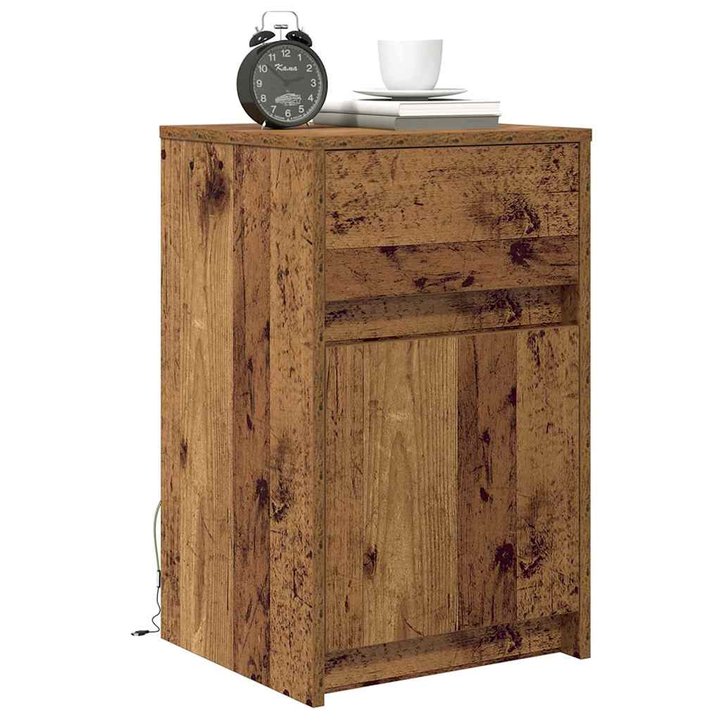 LED Nachttisch Altholz 38 x 34 x 61 cm Holzwerkstoff