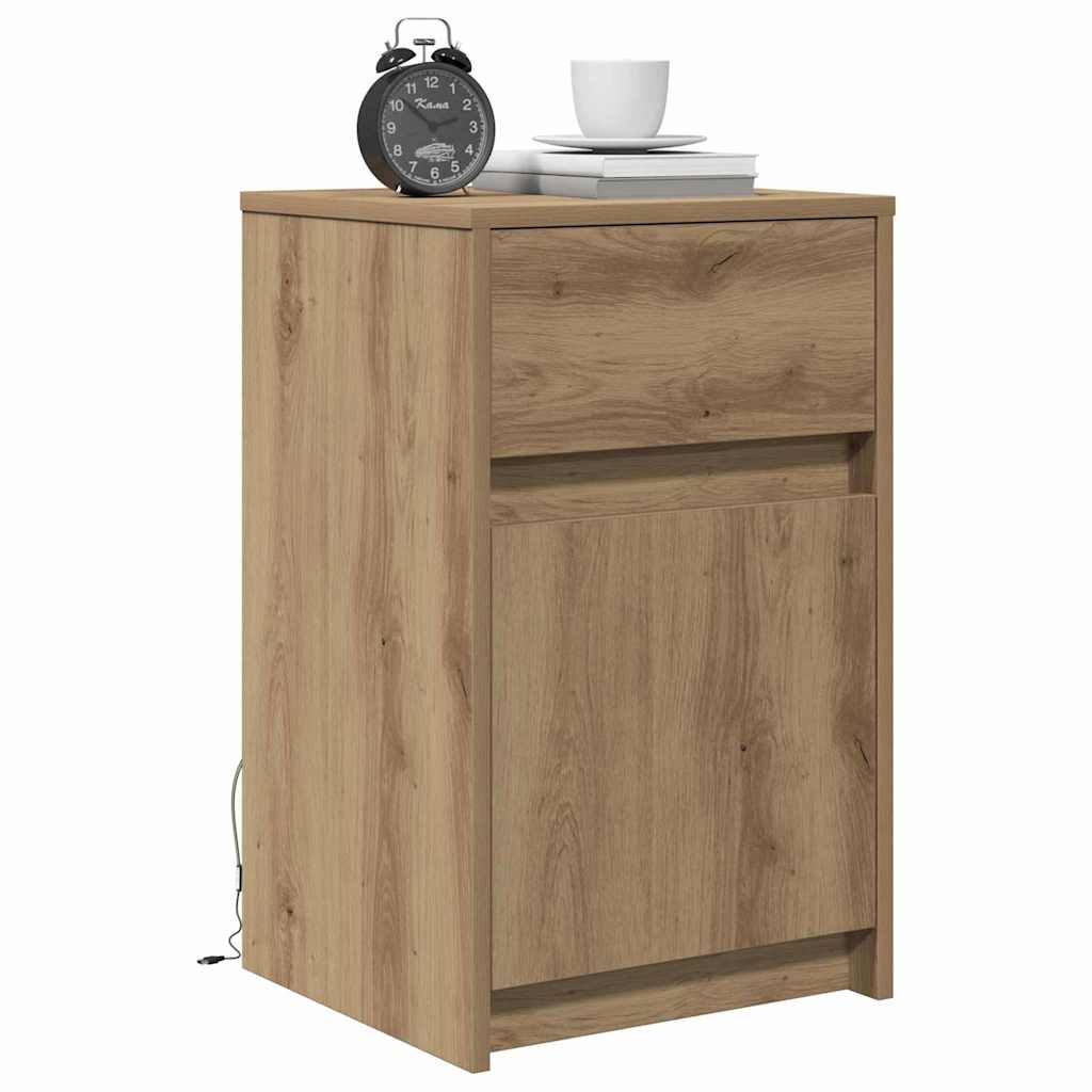 LED Nachttisch Artisan-Eiche 38 x 34 x 61 cm Holzwerkstoff