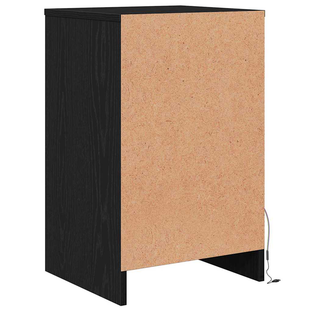 LED Nachttisch Schwarz Eichen-Optik 38 x 34 x 61 cm
