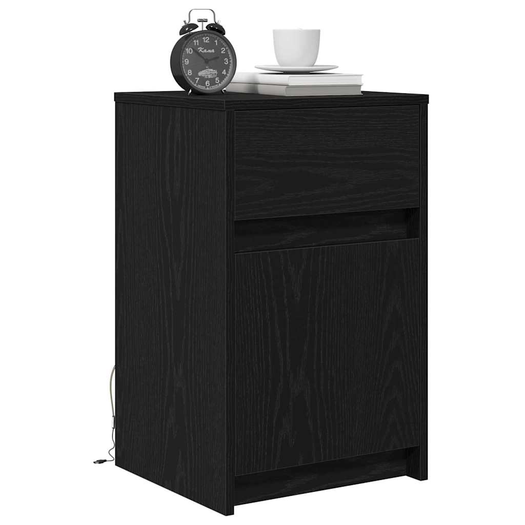 LED Nachttisch Schwarz Eichen-Optik 38 x 34 x 61 cm
