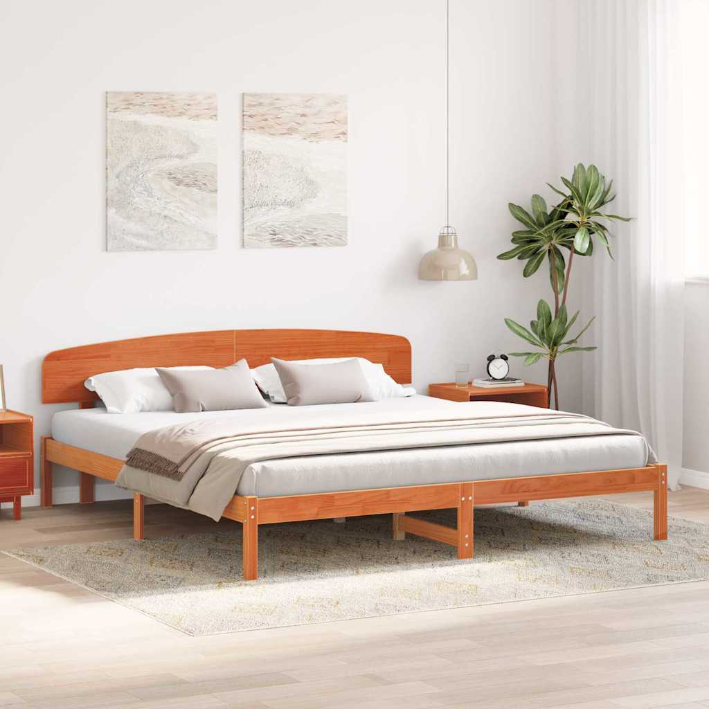 Bettrahmen Wachsbraun 200 x 200 cm Massives Kiefernholz