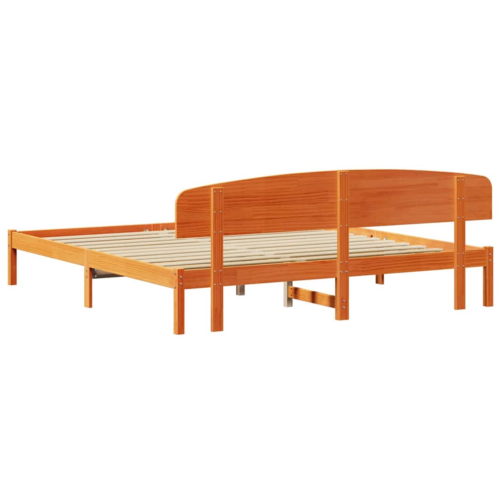 Bettrahmen Wachsbraun 200 x 200 cm Massives Kiefernholz