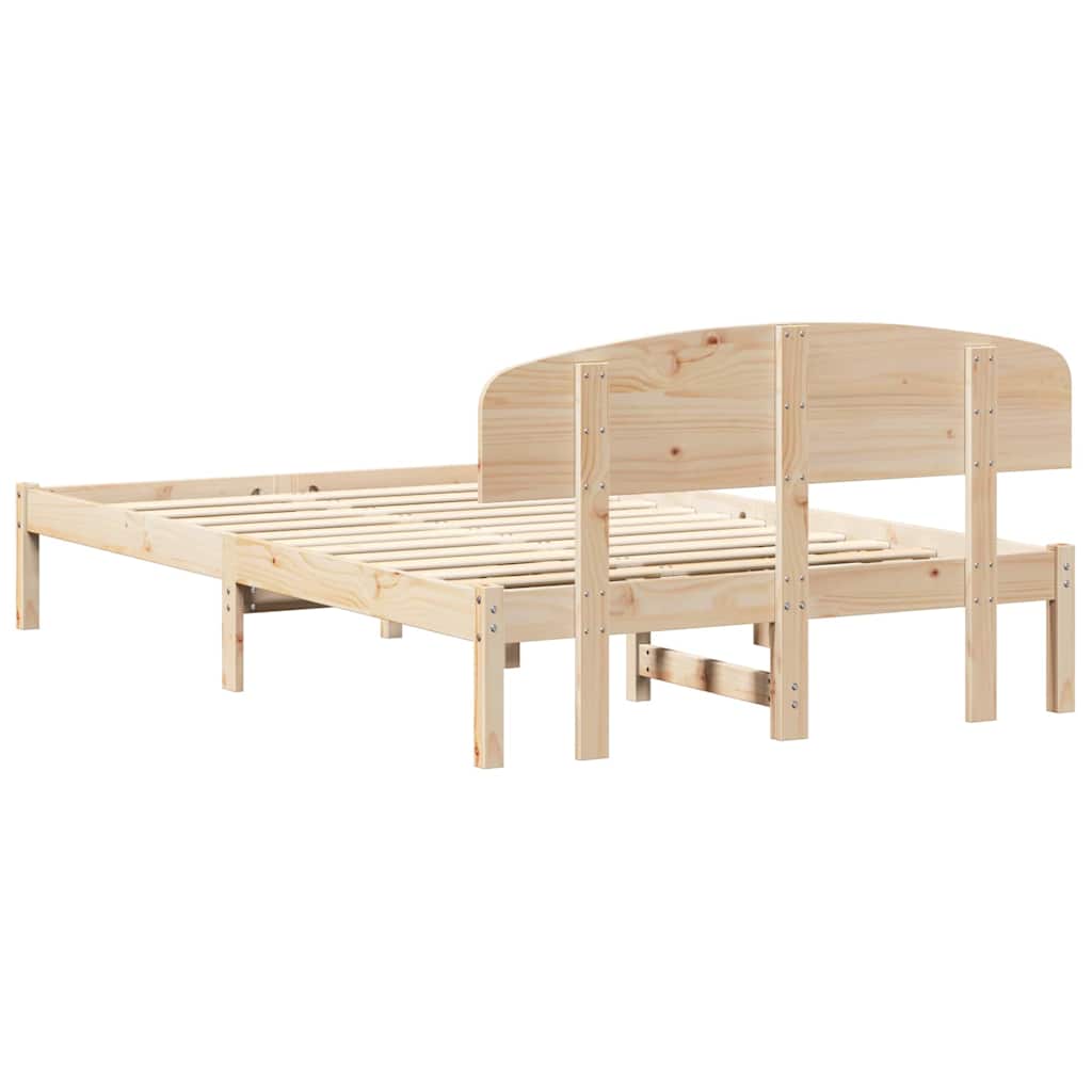 Bettrahmen mit Kopfteil Natur 135 x 190 cm Massives Kiefernholz