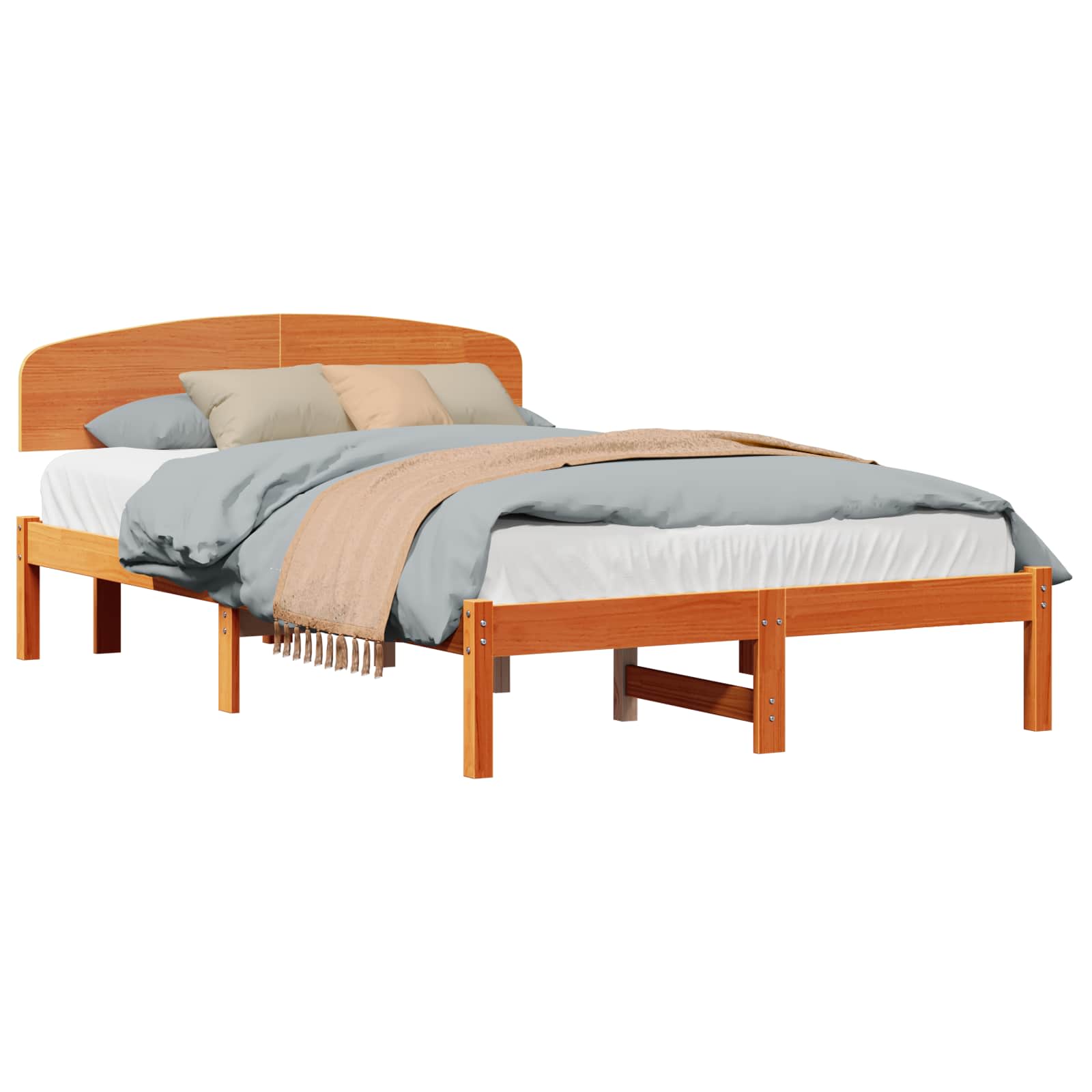 Bettrahmen Wachsbraun 120 x 190 cm Massives Kiefernholz