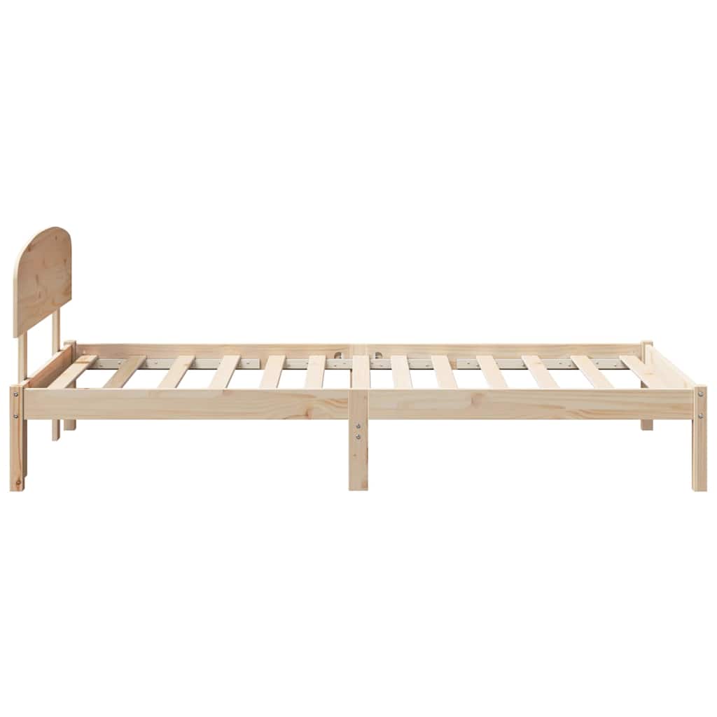 Bettrahmen mit Kopfteil Natur 90 x 200 cm Massives Kiefernholz