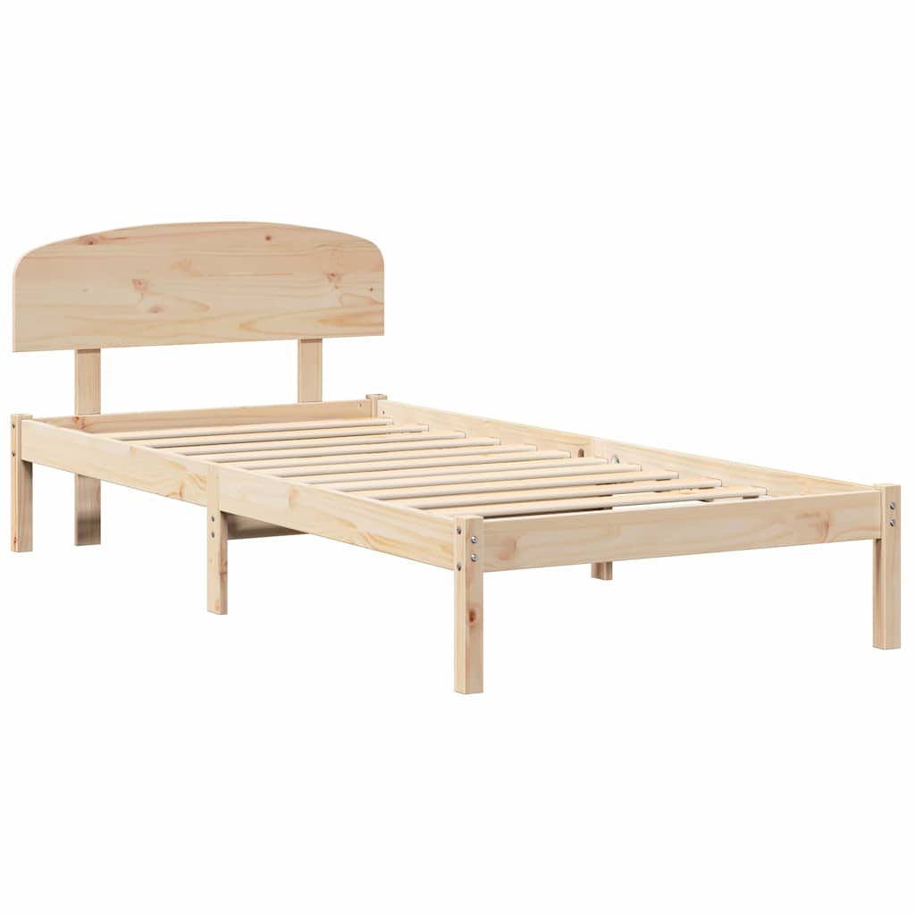 Bettrahmen mit Kopfteil Natur 80 x 200 cm Massives Kiefernholz