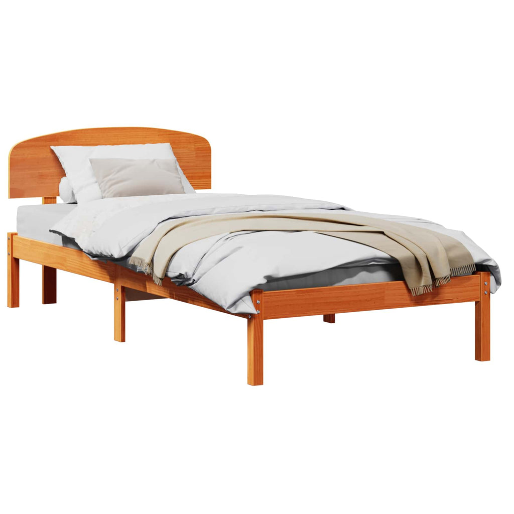 Bettrahmen Wachsbraun 90 x 190 cm Massives Kiefernholz