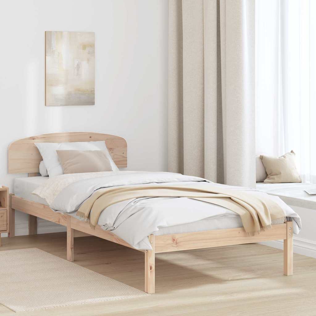 Bettrahmen mit Kopfteil Natur 75 x 190 cm Massives Kiefernholz