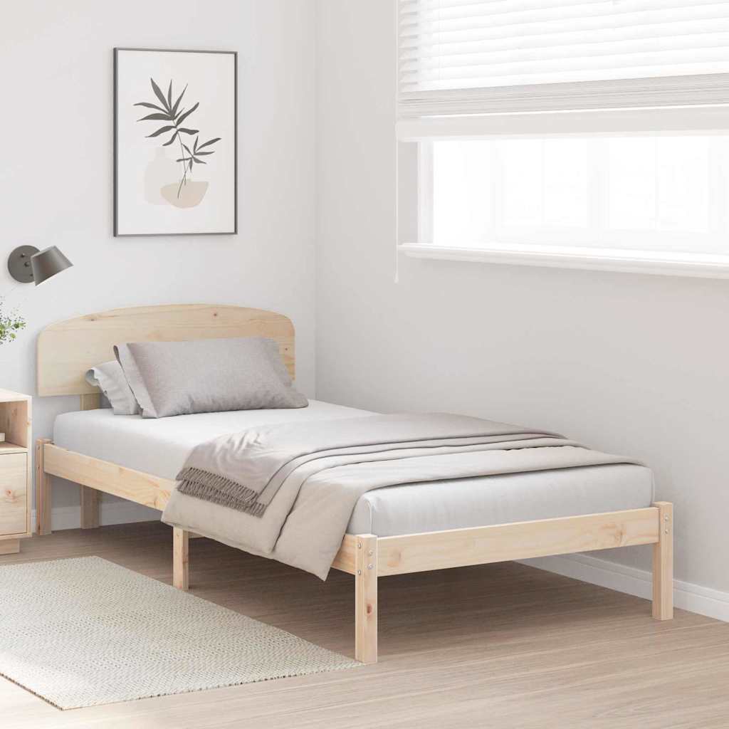 Bettrahmen mit Kopfteil Natur 75 x 190 cm Massives Kiefernholz