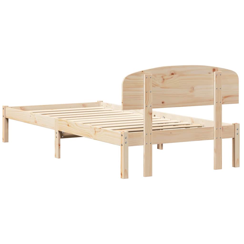 Bettrahmen mit Kopfteil Natur 75 x 190 cm Massives Kiefernholz